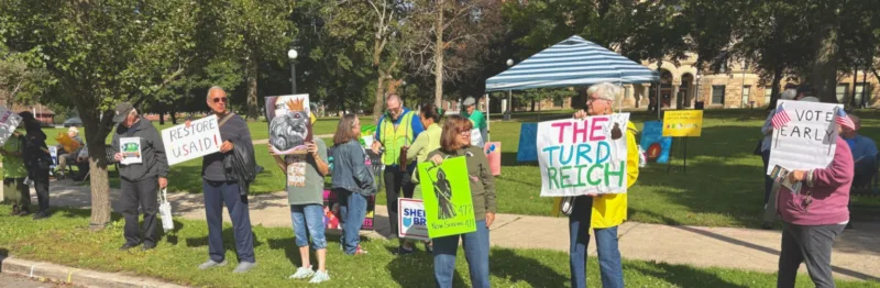 Protesters hop to it for Million Frog March